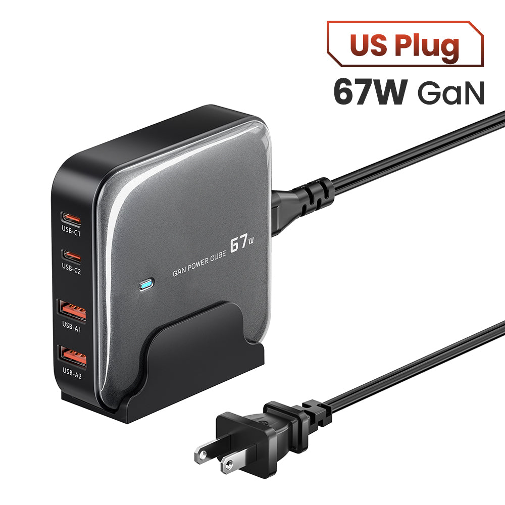 TOOCKI 2 Type-C + 2 USB-A PD 67W Fast Charging Adapter GaN Desktop Charger TOOCKI 2 Type-C + 2 USB-A PD 67W Fast Charging Adapter GaN Desktop Charger